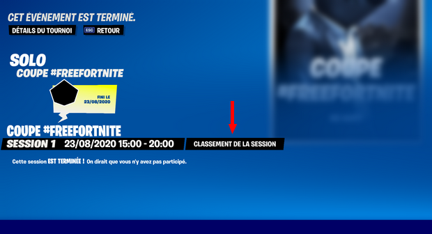 Cliquez sur « Classement de la session »