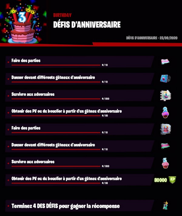 Liste Des Defis Anniversaire Pour Les 3 Ans De Fortnite Topactualites Com