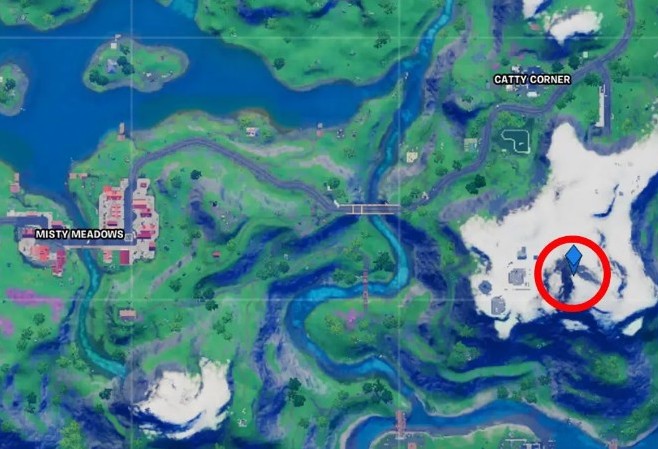 Emplacement du point le plus élevé de la carte Fortnite saison 4 chapitre 2