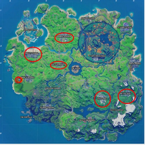 Emplacements des Bonbons sur Fortnite