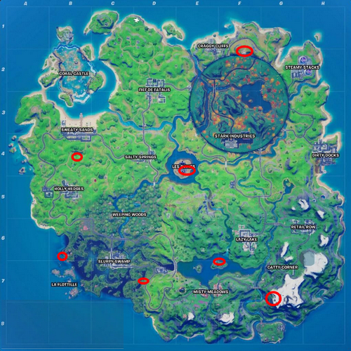 emplacements des hélicoptères dans Fortnite en saison 4