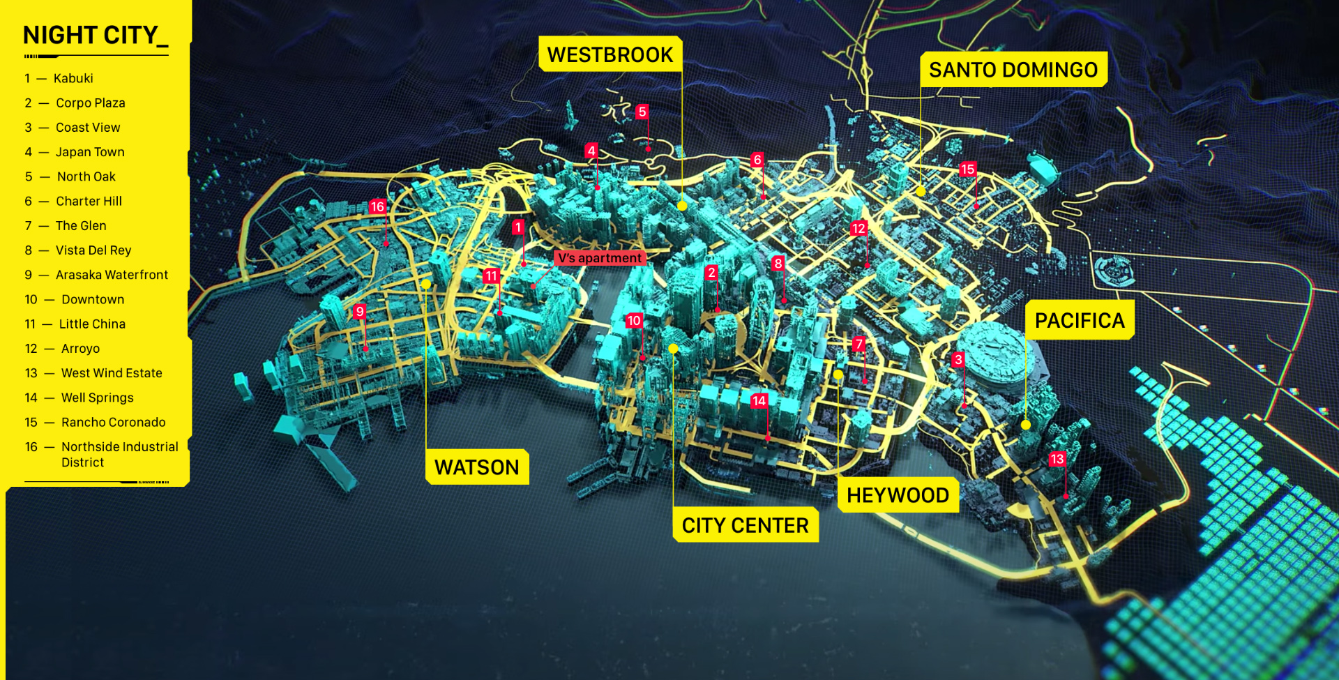 Cyberpunk night city map фото 3