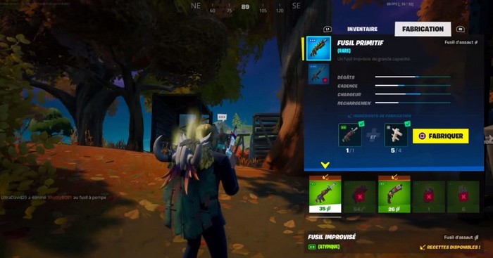 Fabriquer des armes primitives en utilisant des os et des armes improvisées dans Fortnite