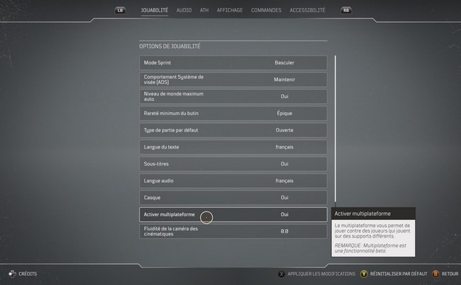 Outriders-activer ou désactivier le crossplay