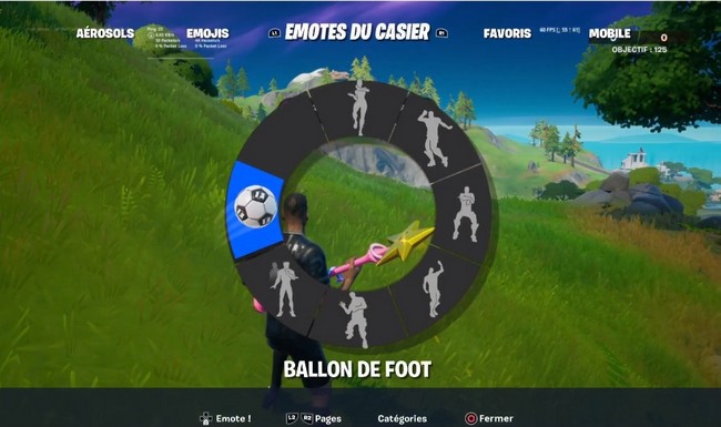 utiliser l'emote ballon de foot