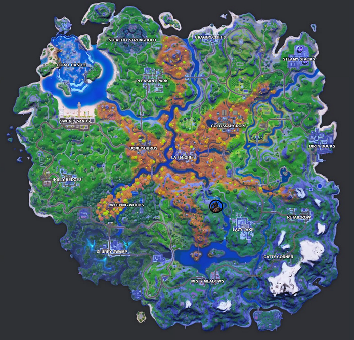 Emplacement de l'Implacable dans Fortnite