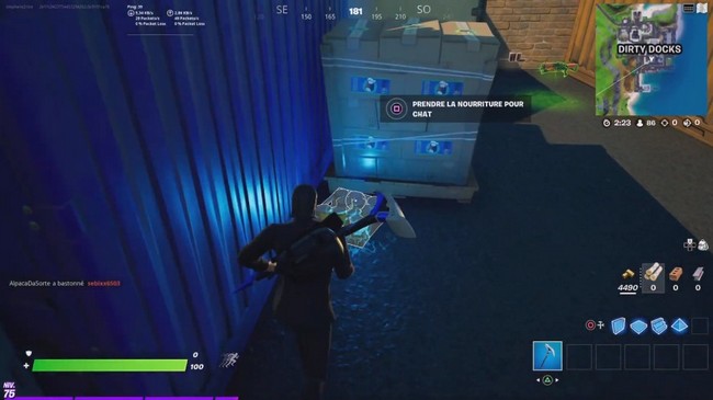 Emplacement de nourriture pour chat dans Fortnite