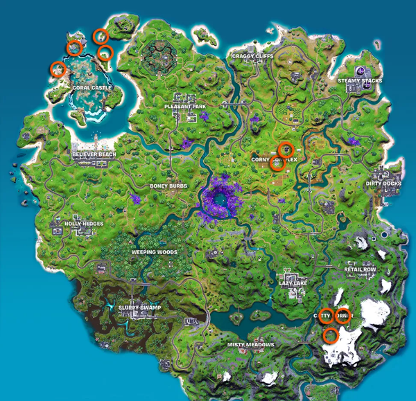 Emplacements des toilettes mobiles dans fortnite saison 7