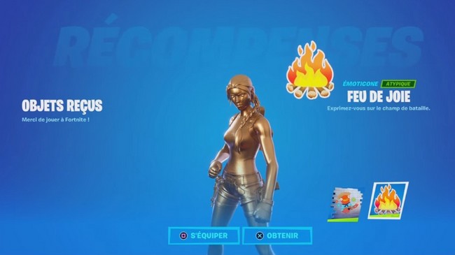 Feu de joie-emoticône gratuit fortnite