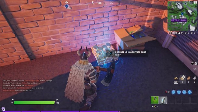 Emplacement de nourriture pour chat dans Fortnite