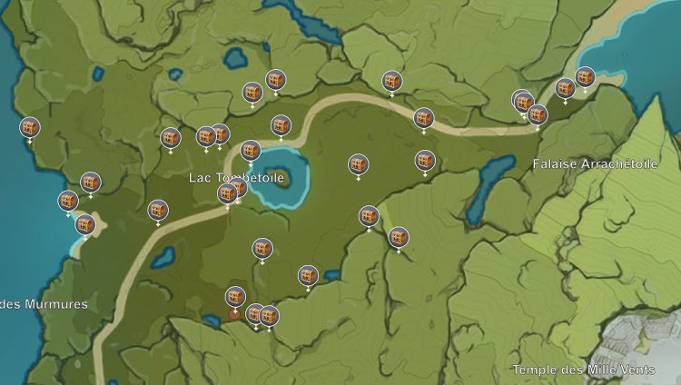 Emplacements des coffres lunaires à Mondstadt