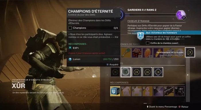 DESTINY 2 la quête Aux victorieux les honneurs