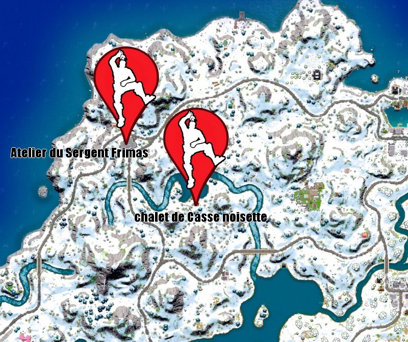 Emplacement de l'Atelier du Sergent Frimas et Chalet de Casse-Noisette au chapitre 3 de Fortnite