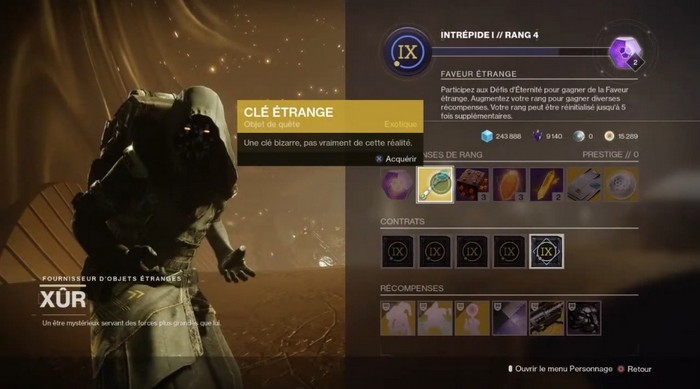 clé étrange destiny 2