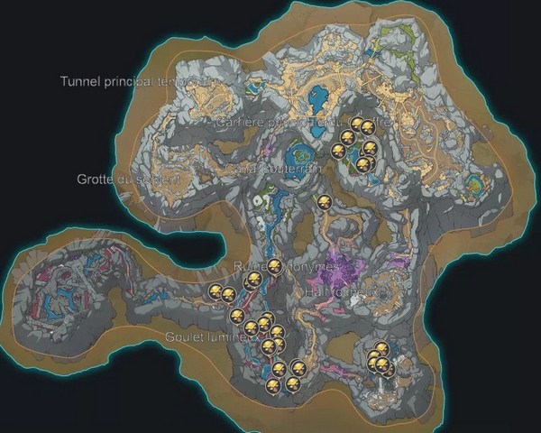 Emplacements champitoiles dans les mines souterraines du Gouffre