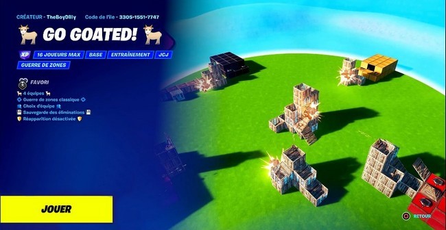 Code De L Le GO GOATED Fortnite Comment Rejoindre La Map   Carte GO GOATED Sur Fortnite 