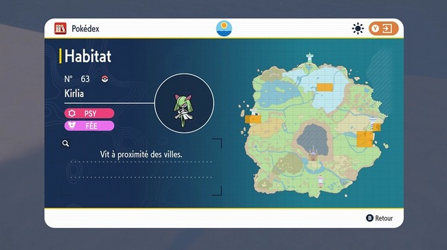 Les emplacements de Kirlia dans Pokémon Pokémon Écarlate et Violet