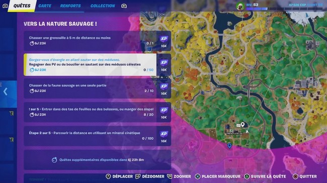 regagner des PV ou du bouclier en sautant sur des méduses célestes dans Fortnite