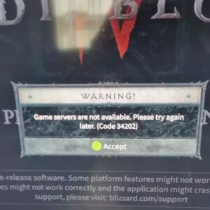 Code d'erreur 34202 Diablo 4 serveurs de jeu ne sont pas disponibles