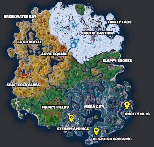 Découvrir des lieux-dits prés de Méga city Fortnite