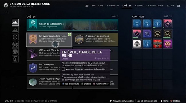 Quête en éveil, garde de la Reine Destiny 2 saison 20-4