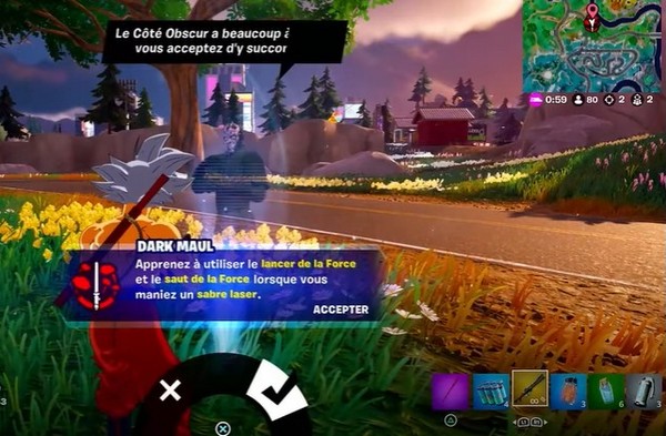 Abattre un Pin avec un Pouvoir de la Force ou un Sabre Laser sur Fortnite