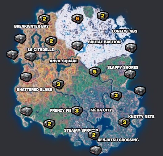 Emplacement Coffre à Double Verrou sur Fortnite