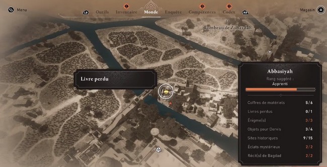 Emplacement livre perdu d'Abbasiyah Assassin’s Creed Mirage