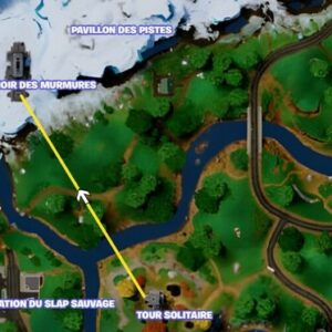 aller de la Tour Solitaire au Manoir des Murmures Sans Toucher l'Eau dans Fortnite