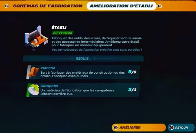 amélioration etabli fortnite lego