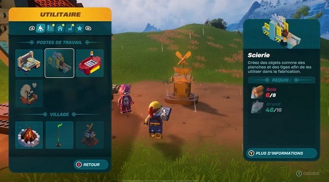 fabriquer une Scierie dans un monde de survie sur Fortnite Lego