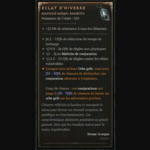 Amulette Éclat d'Hiver dans Diablo 4